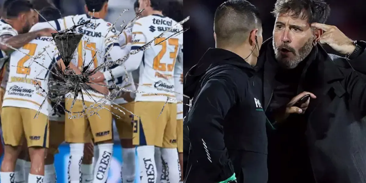 Jugadores de Pumas se reunen, Lema a la derecha protesta (Fuente: Mexsports)