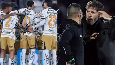 Jugadores de Pumas se reunen, Lema a la derecha protesta (Fuente: Mexsports)