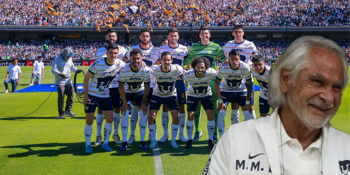 Jugadores de Pumas y Mejía Barón/FOTO: x Pumas