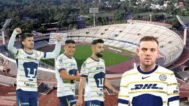 Jugadores de Pumas y Rotondi en CU/FOTO: Mexsport
