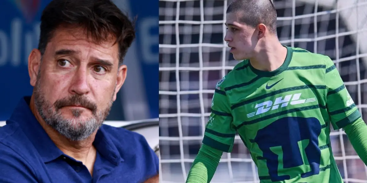 Lema analizando un partido en CU, a la derecha, Pablo Lara ataja (Fuente: Mexsports)