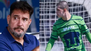 Lema analizando un partido en CU, a la derecha, Pablo Lara ataja (Fuente: Mexsports)