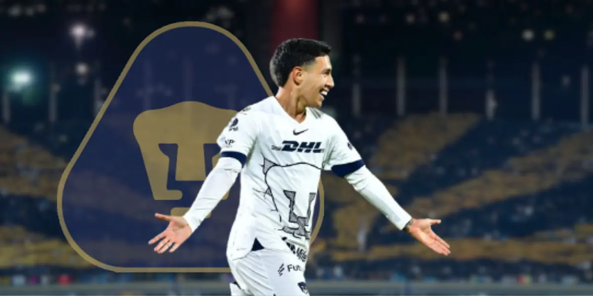 Leo Suárez celebrando una anotación con Pumas durante el torneo Clausura 2024