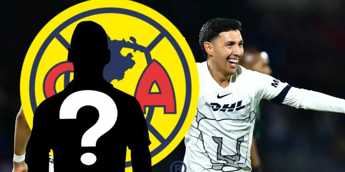 Leo Suárez jugando con Pumas en el Estadio Olimpico Universitario y silueta de Luis Fuentes