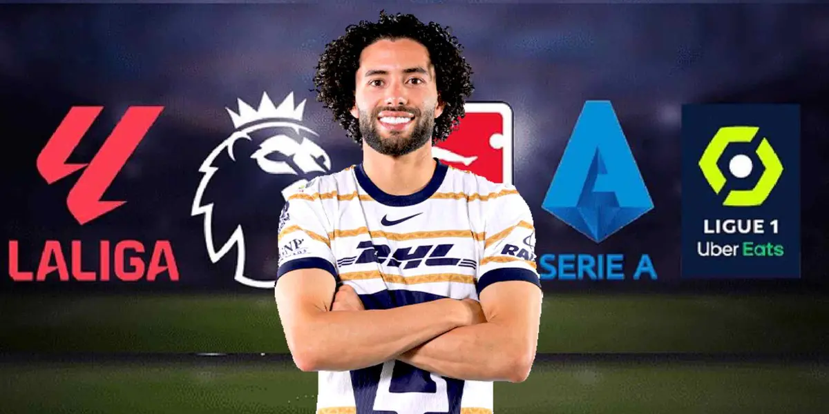 Liga de Europa y César Huerta | Foto: Marca y Pumas Sitio