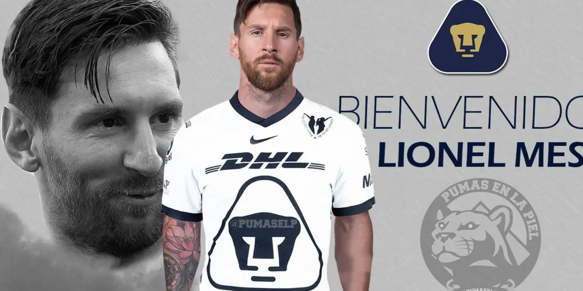 Lionel Messi con la playera de los Pumas (Fuente: Mexsports)