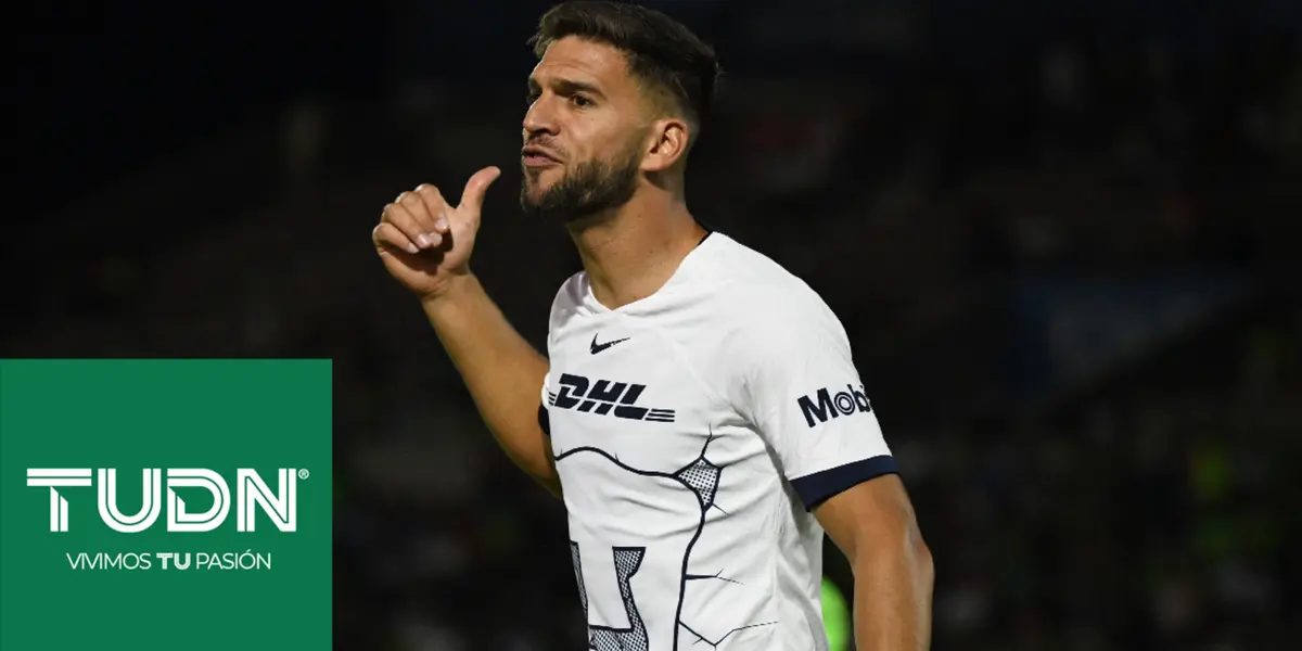 Lisandro Magallán con Pumas y logo de TUDN