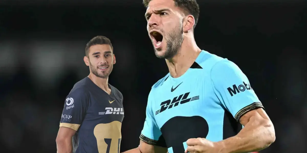Lisandro Magallán jugando y Eduardo Salvio con Pumas