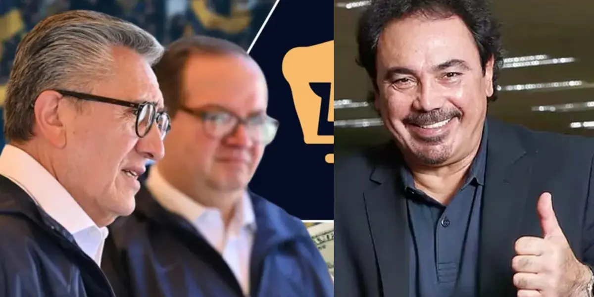 Lomelí y González en una reunión, a la derecha, Hugo Sánchez (Fuente: UNAM y Marca)