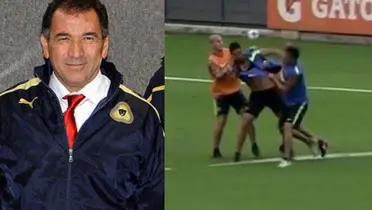 Mario Carrillo presentado en Pumas, a la derecha, pelea en práctica de Boca (Fuente: Pumas y T Y C )