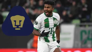 Marquinhos con el Fernervanhos y escudo de Pumas