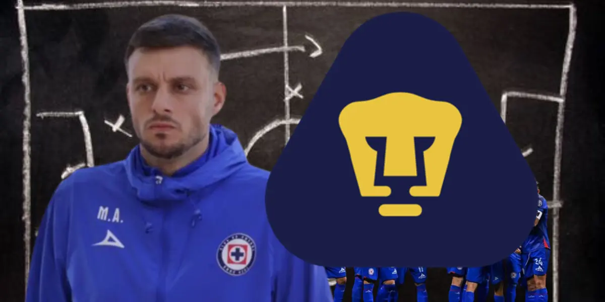 Martín Anselmi con escudo de Pumas