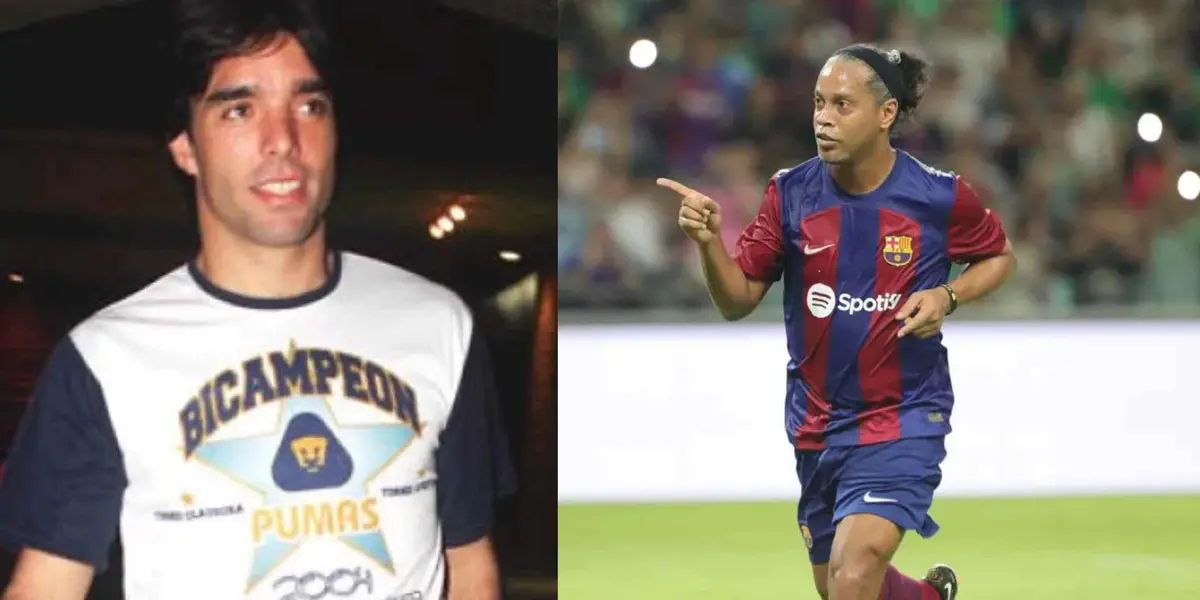 Martín Cardetti con Ronaldinho en Pumas