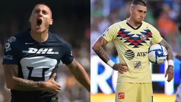 Nicolás Castillo festeja gol con Pumas, a la derecha, falla penal con América (Fuente: Mexsports)