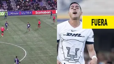 Partido entre Cavalry y Pumas, a la derecha Funes Mori falla acción (Fuente: TUDN y Mexsports)