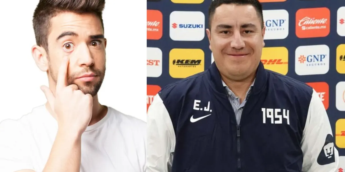 Persona se señala el ojo, a la derecha, Efraín Juárez presentado en Pumas (Fuente: Freepick y Pumas)