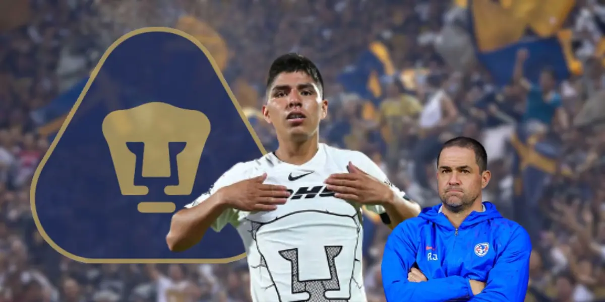 Piero Quispe con el uniforme de local de Pumas en el Clausura 2024