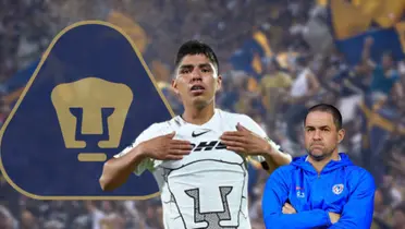 Piero Quispe con el uniforme de local de Pumas en el Clausura 2024