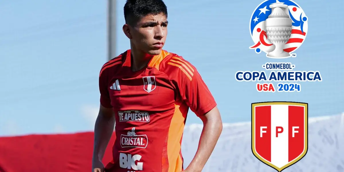 Piero Quispe con logo de Copa América y Perú