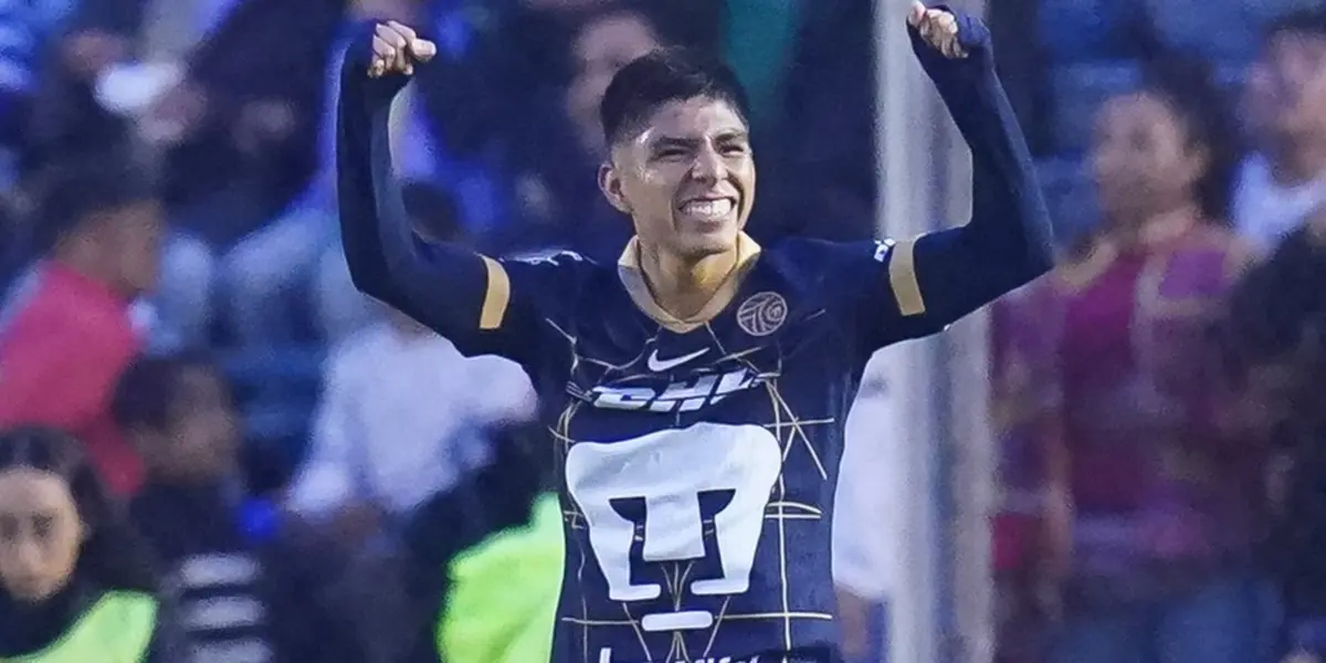 Piero Quispe festeja el gol que realizó en el Pumas vs América (Fuente: Pumas)