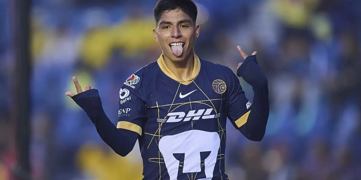 Piero Quispe festeja gol con el combinado de los Pumas (Fuente: Mexsports)
