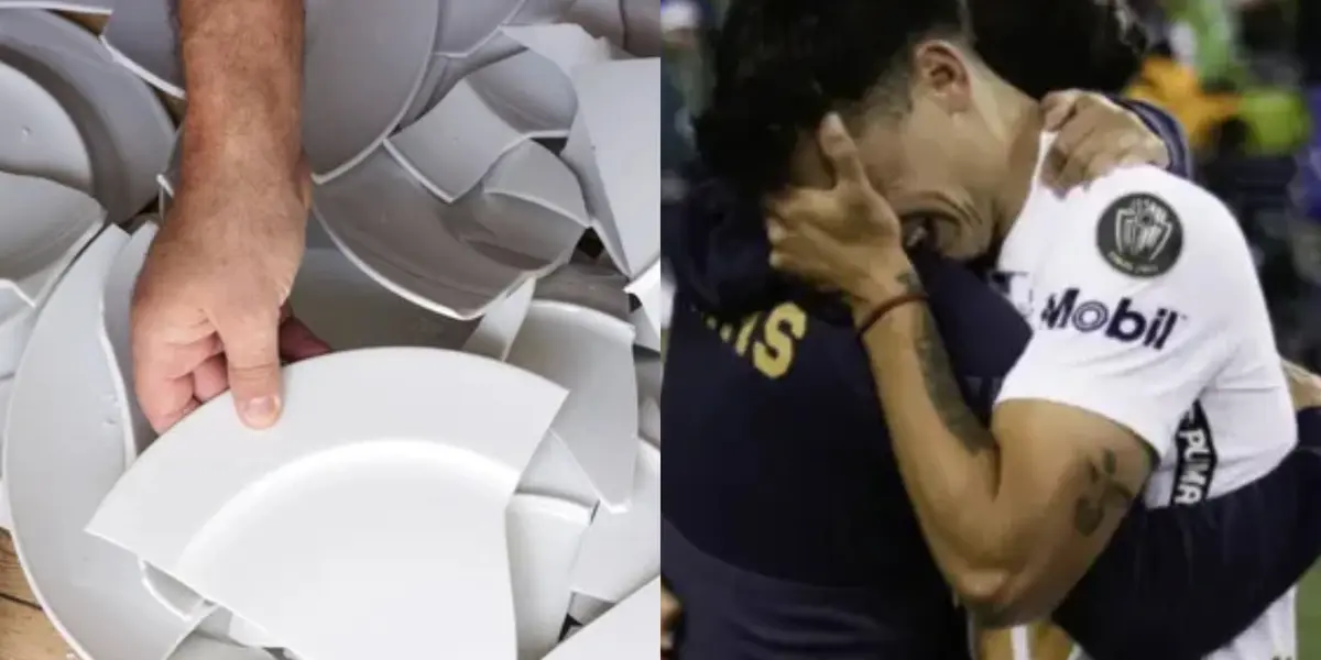Platos rotos, a la derecha jugador de Pumas llora por la derrota (Fuente: Deposit Shop y Mexsports)