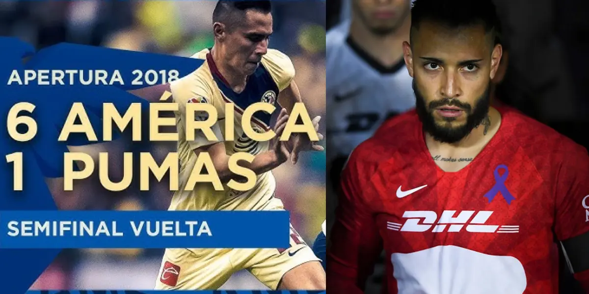 Pollo Saldívar sale del tunel de Pumas (Fuente: Club América y Mexsports)