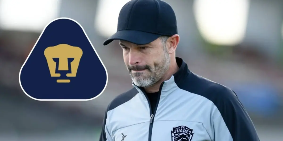 Rafa Puente con escudo de Pumas