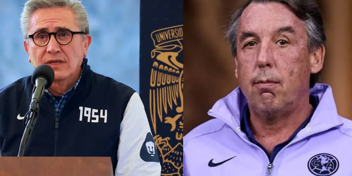 Raúl González en conferencia, a la derecha, Azcárraga en juego de América (Fuente: UNAM y Mexsports)