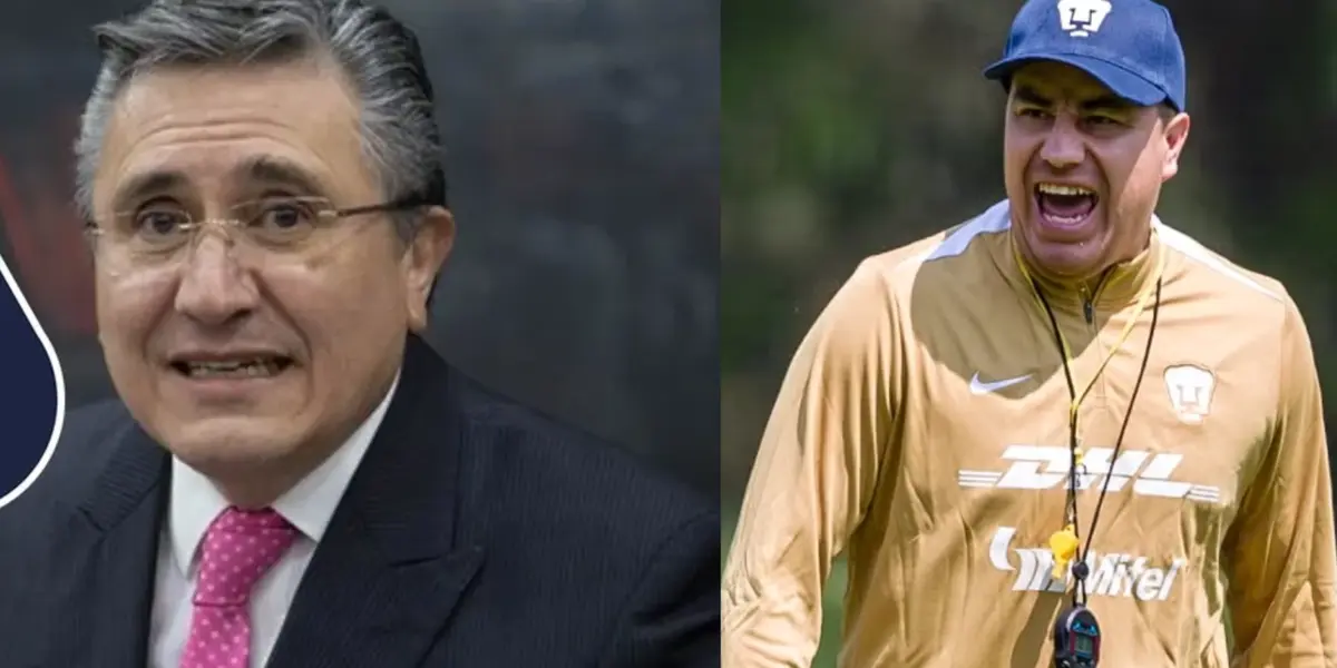 Raúl González en reunión de trabajo, a la derecha, Juárez dirige una práctica (Fuente: Milenio y Pumas)