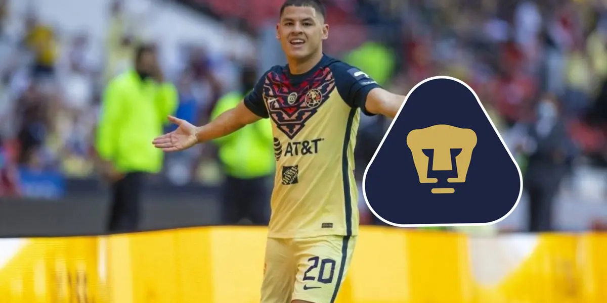 Richard Sanchez con playera del America y escudo de Pumas