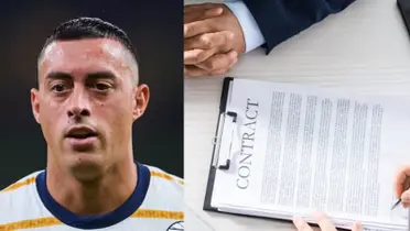 Rogelio Funes Mori en juego de Pumas, a la derecha, firma de contrato (Fuente: Mexsports y Legal)