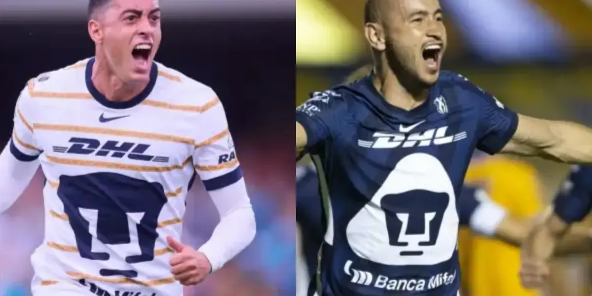 Rogelio Funes Mori y Carlos González festeja goles con el cuadro de Pumas (Fuente: Mexsports)