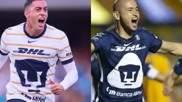Rogelio Funes Mori y Carlos González festeja goles con el cuadro de Pumas (Fuente: Mexsports)
