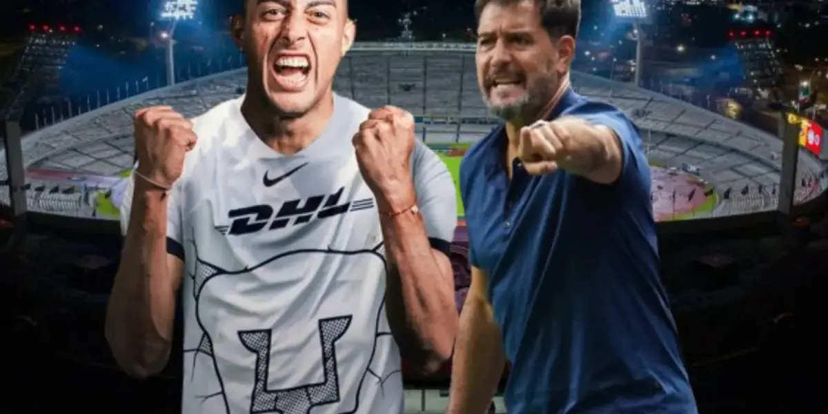 Rogelio Funes Mori y Gustavo Lema en el Estadio Olímpico Universitario de Pumas