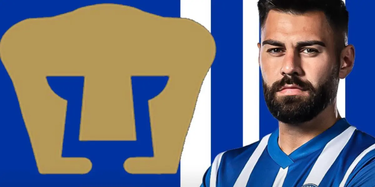 Rubén Duarte con escudo de Pumas