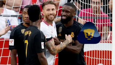 Sergio Ramos se abraza con Rudigger del Madrid (Fuente: AFP)