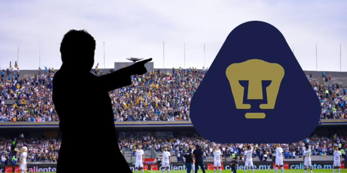 Silueta de Ricardo Ferretti con escudo de los Pumas