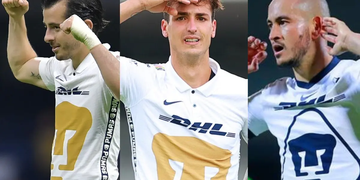 Tres ex jugadores de Pumas que fueron figuras, Mozo, Dinenno y González (Fuente: Mexsports y Pumas)