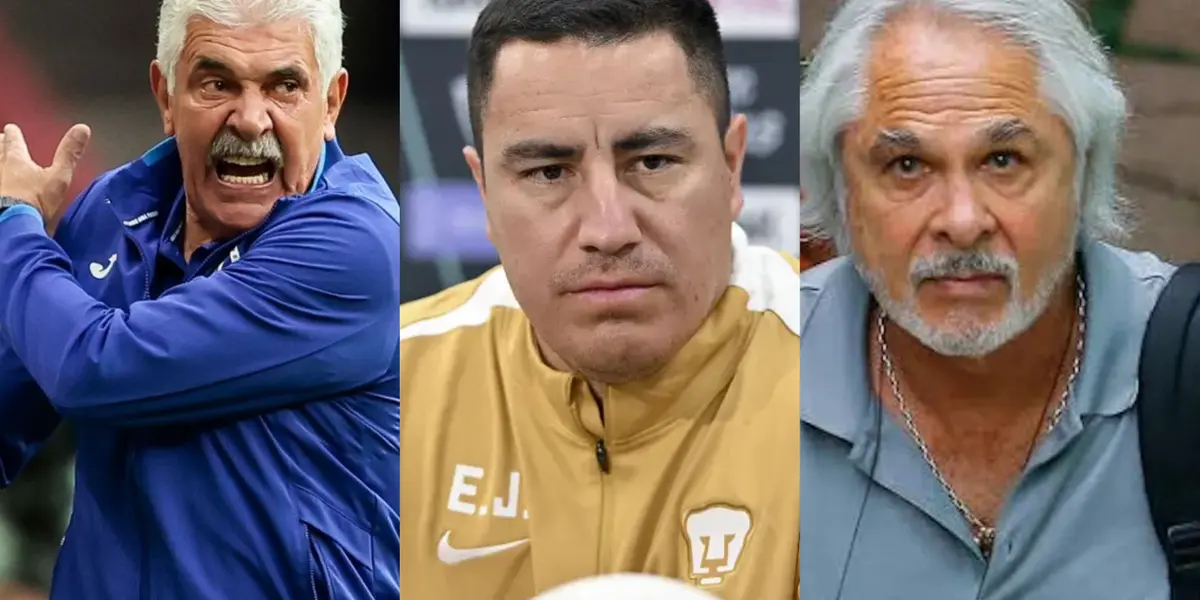 Tuca Ferrertti dirige, a la derecha, Juárez y Mejía en Pumas (Fuente: Mexsports, Concacaf y Pumas)