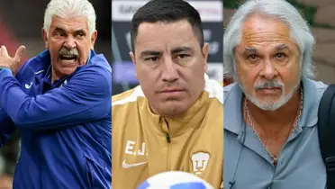 Tuca Ferrertti dirige, a la derecha, Juárez y Mejía en Pumas (Fuente: Mexsports, Concacaf y Pumas)