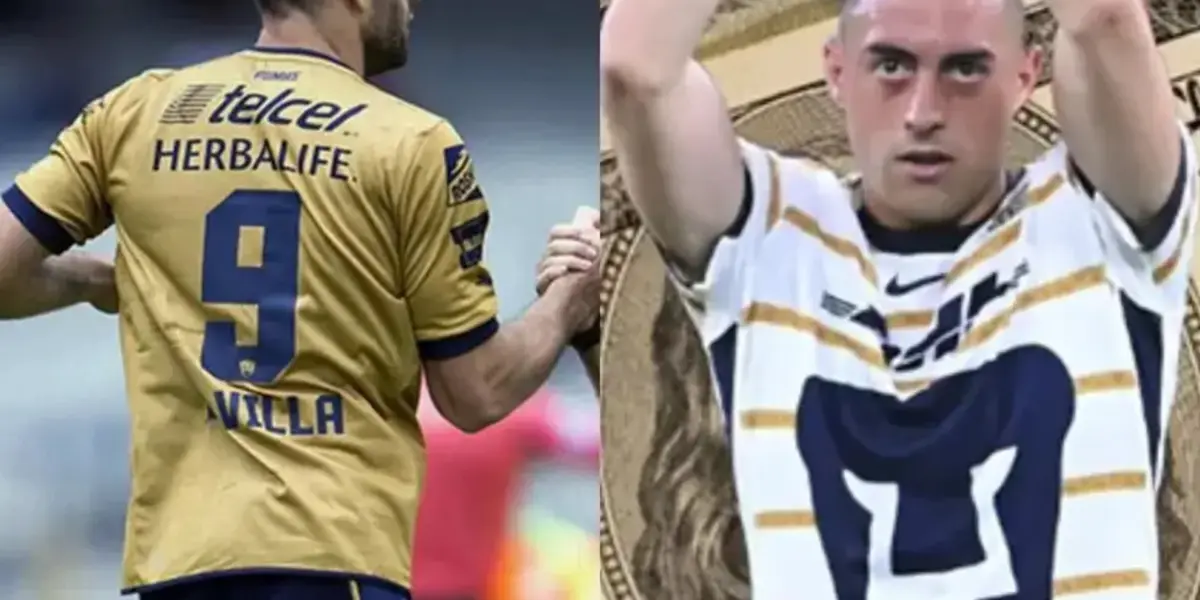 Villa festeja gol con Pumas, a la izquierda Funes Mori celebra (Fuente: Mexsports)