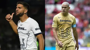 Lisandro Magallán señala un error arbitral, a la derecha, Darío Verón en campo (Fuente: Mexsports)