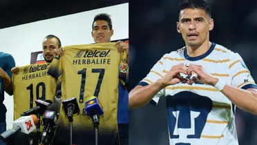Presentación de refuerzos de Pumas, a la derecha, Memo Martínez (Fuente: Pumas y Mexsports)